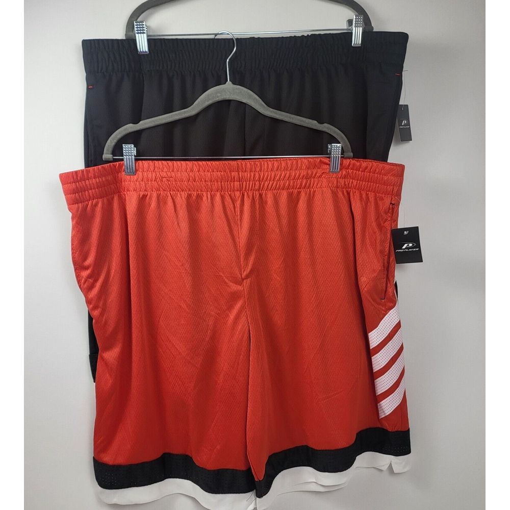2Pairs Mens Pro Player Basketball Shorts Size 2XL Red Black Moisture Wicking New